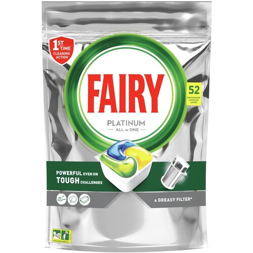 Fairy Platinum Lemon All in One Automatic Dishwasher Tablets 52 pack