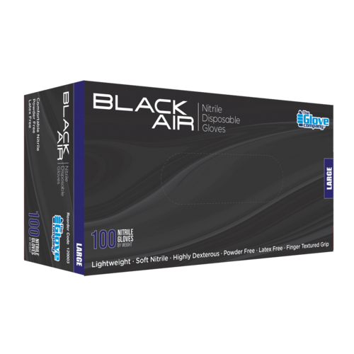 100 x Extra Large Black Air Nitrile Disposable Gloves