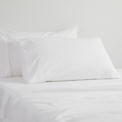 Standard Pillowcase Pair 250TC Polycotton Percale - White