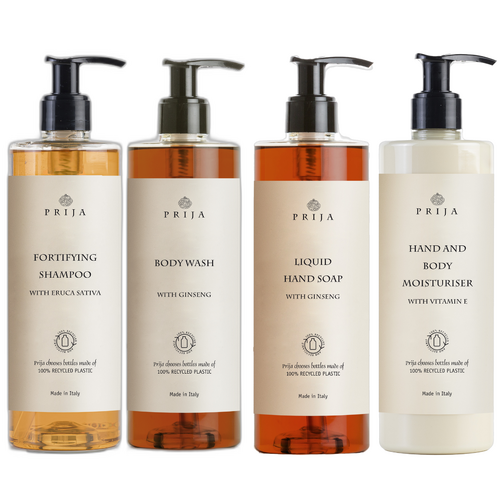 Prija Fortifying Shampoo, Body Wash, Liquid Hand Soap and Hand & Body Moisturiser 380ml