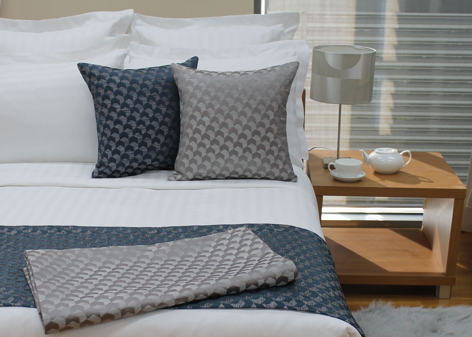 Regency Silver Bed Runners Cushions