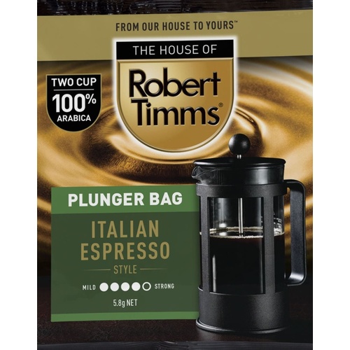 Robert Timms Plunger Espresso Coffee Bags X 50 