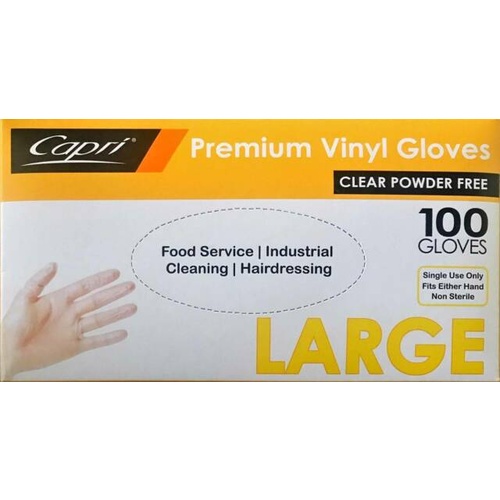 Capri Premium Large Vinyl Glove Powder Free x 100