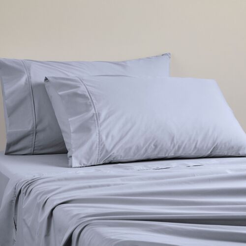 King 300TC Cotton Percale Bed Sheet Set - Denim Blue