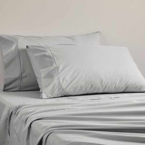 Single 300TC Cotton Percale Bed Sheet Set - Silver
