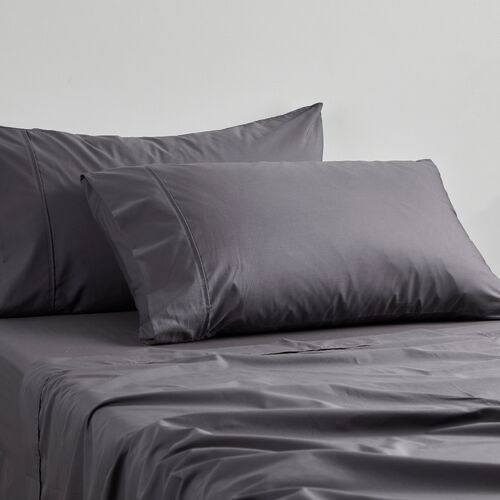 Queen 300TC Cotton Percale Sheet Set - Charcoal