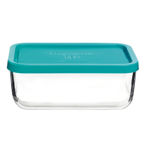 Bormioli Rocco Frigoverre Glass Storage Container With Blue Lid 1.0lt x 8