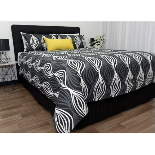 Quilt Cover Set Byron Charcoal - King Single