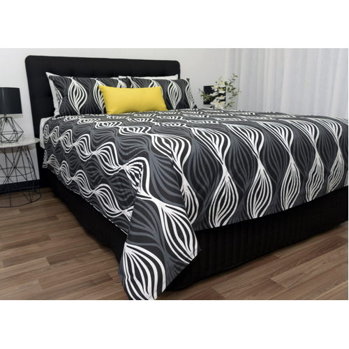 Queen Byron Charcoal Quilt Cover Set