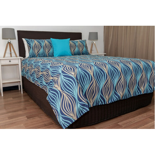 Single Byron Ocean Blue Quilt Cover Set
