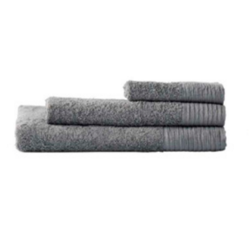 Royal Doulton Wide Border Organic Cotton Bath Towel | Dark Grey x 2