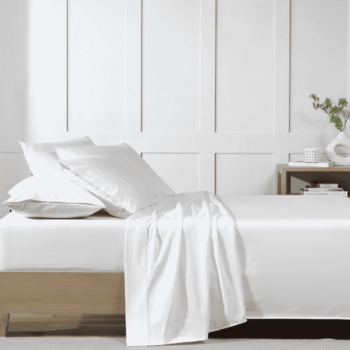 500TC Cotton Sateen Split King Sheet Set White