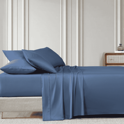 500TC Cotton Sateen Split King Sheet Set Indigo