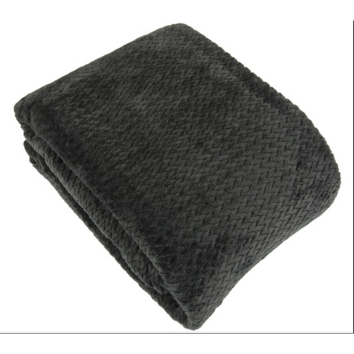 Herringbone Fleece Blanket Charcoal QB/KB 260 x 245