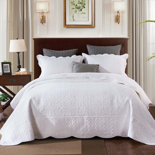 Queen Antique White Coverlet Set