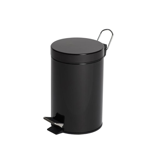 Powder Coated 3 Litre Black Bathroom Bin x 1