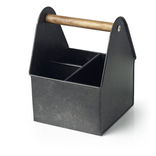 Chef Inox Coney Island Utensil Caddy 3 Comp Black Wood Hdl