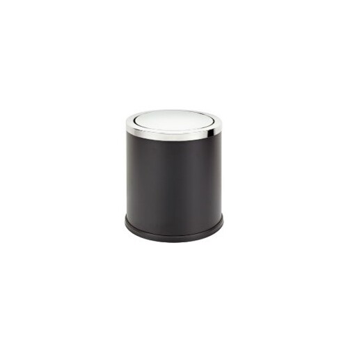9 Litre  Swing Top Round Black Bin