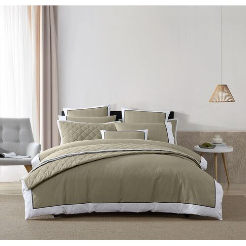 Essex Quilt Cover Set Olive - Double 