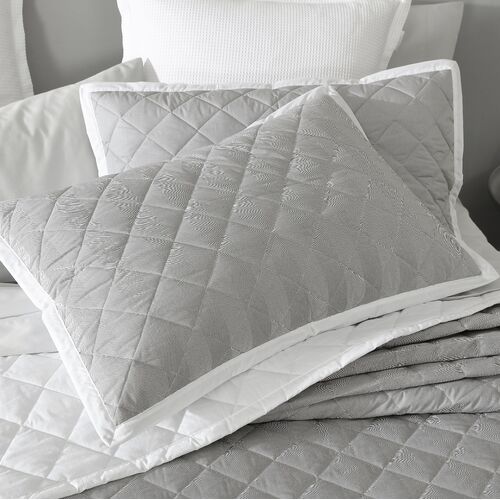 Quilted Essex Pewter Grey Standard Pillowcase Pair with Sham