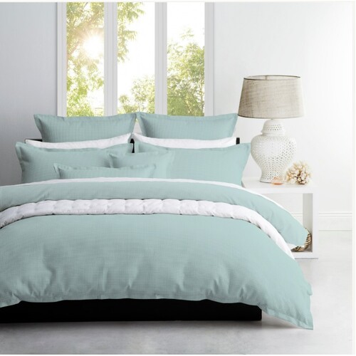 Ascot Queen Surf Green Waffle Quilt Cover Set