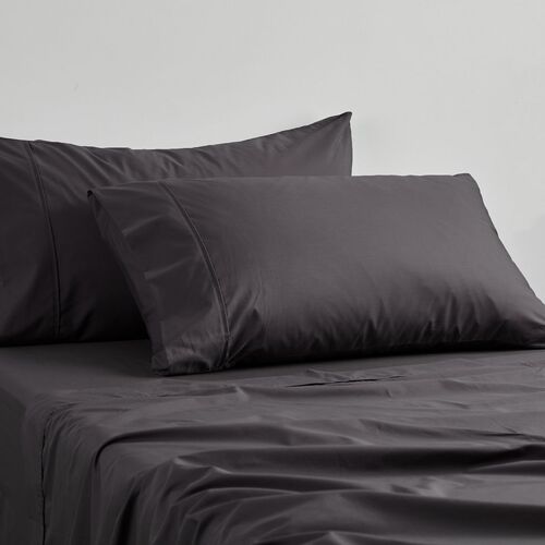 Split King Sheet Set 250TC Polycotton Percale - Asphalt