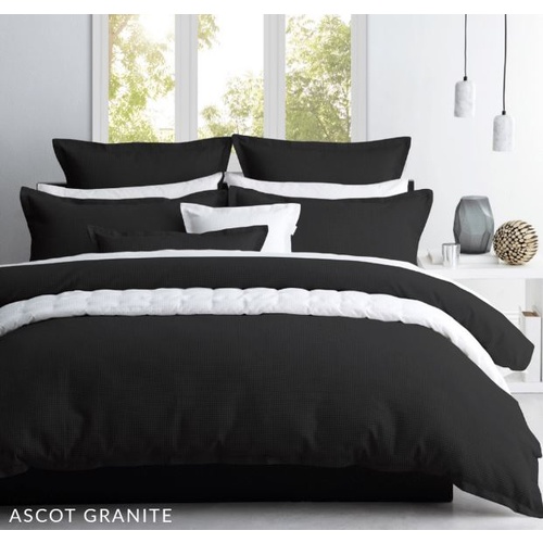 Ascot Super King Granite Black Waffle Quilt Cover Set 