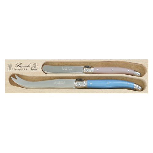 Debutant Cheese Knife Set Cornflour Blue & Pink