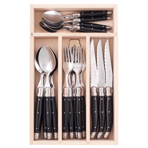 Debutant Black / Stainless Steel 24 Pc Cutlery Set