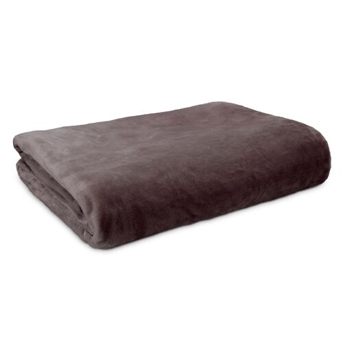 Super King Lucia Plush Blanket - Charcoal