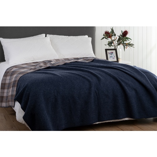 Heirloom Aust Wool Blanket Check - Queen / King