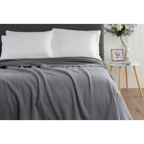 Heirloom Aust Wool Blanket Grey - Queen / King