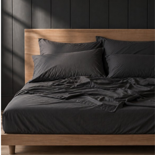 Classic Percale Queen Fitted Sheet Charcoal