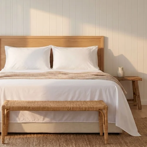 Classic Percale White King Single Flat Sheet
