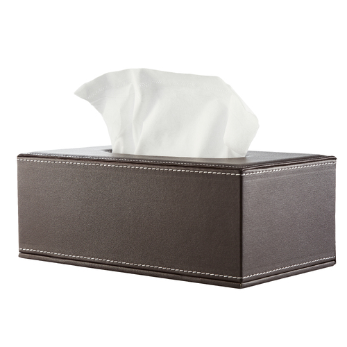 James Leatherette Tissue Box Cover Rectangle - Brown
