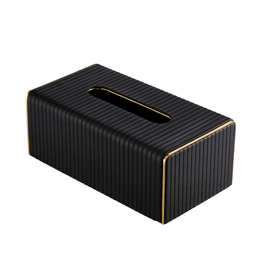 Mornington Black Leatherette Tissue Box Cover Rectangle