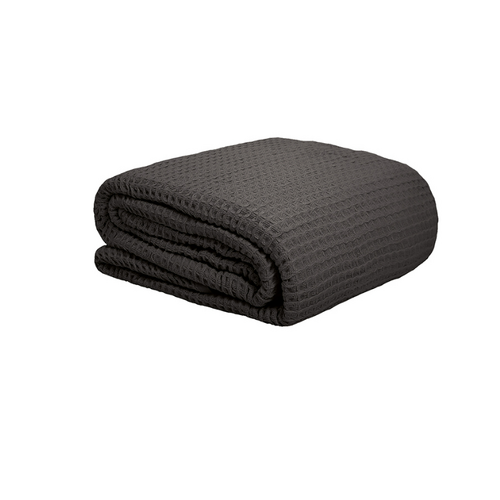 Waffle Weave Blanket Charcoal Queen / King Bed