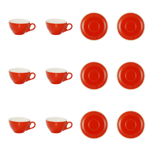 Brew Chilli Red Cappuccino Cup & Saucer x 6