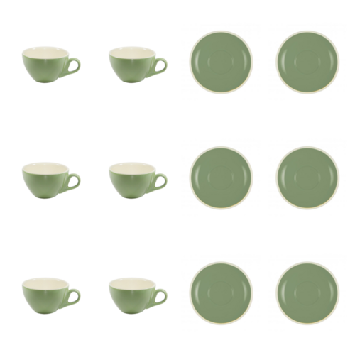 Brew Sage Green Cappuccino Cup & Saucer x 6