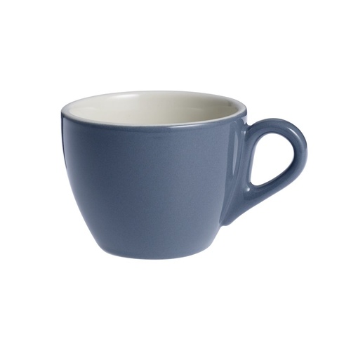 Brew-Steel Blue/White Large Flat White  Cup 220Ml x 6