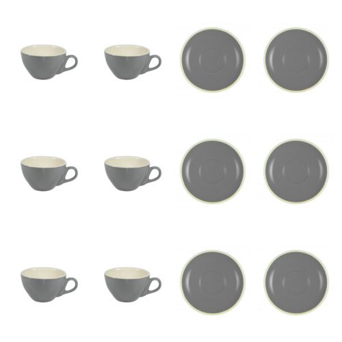 Brew French Grey Cappuccino Cup & Saucer x 6