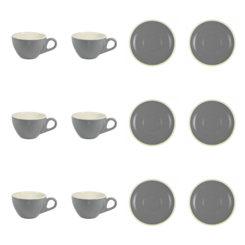Brew French Grey Latte Cup & Saucer x 6