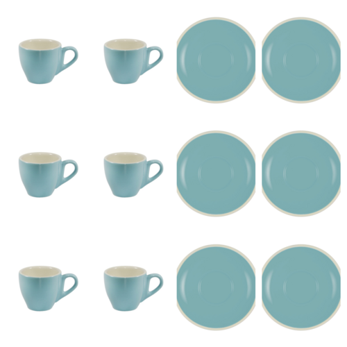 Brew Maya Blue Espresso Cup & Saucer x 6