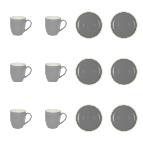 Brew Silver Ice Mug 380ml & Saucer x 6