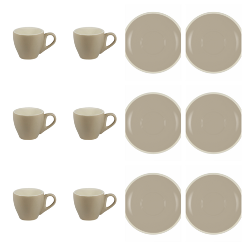 Brew Harvest / White Espresso Cup & Saucer x 6