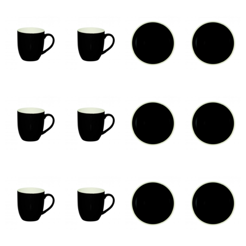 Brew Onyx Black Mug 380ml & Saucer x 6