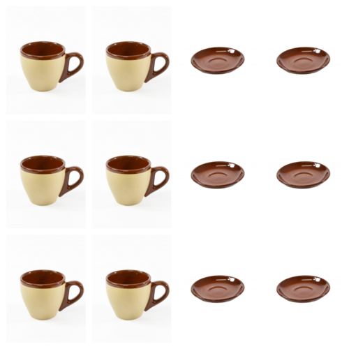 Brew Harvest Matt/Gloss Two Tone Brown Espresso Cup & Saucer x 6