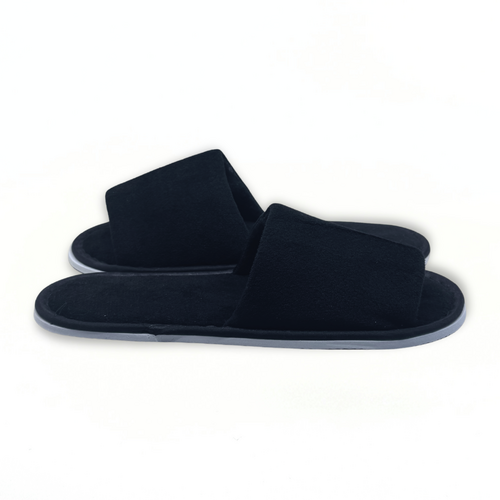 100 x Black Open Toe Hotel Slipper With White Sole 28cm
