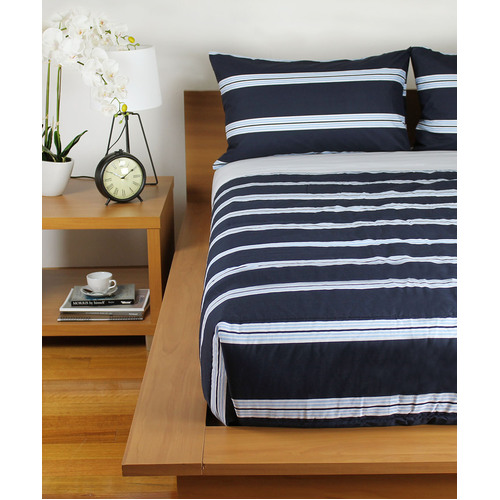 Single Hudson Stripe Comforter Navy