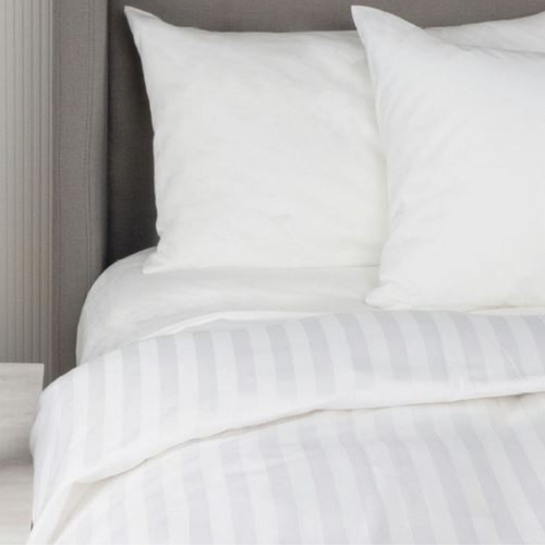 King White Satin Striped 10mm Quilt Cover 